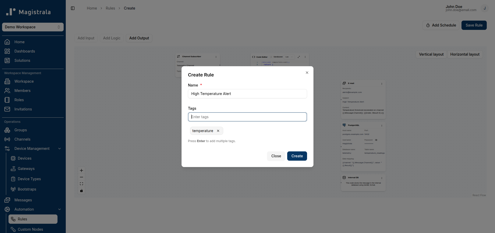 Create a Rule Dialog